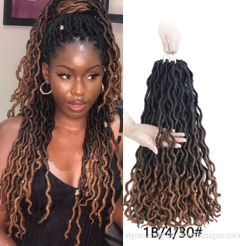 Wholesale Synthetic Gypsy Locs Extension Jumbo Braiding Wavy Soft Curly Crochet Braid Hair Goddess Faux Locs Hair Extensions